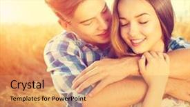  Presentation with teenage love - Amazing slide deck having wheat field together teenage backdrop and a coral colored foreground