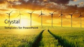  Presentation with wind turbines - Beautiful presentation design featuring wheat fields with wind backdrop and a yellow colored foreground
