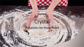  Presentation with cooking equipment kitchen utensils - Audience pleasing presentation theme consisting of wheat flour - cook preparing dough for baking backdrop and a soft green colored foreground