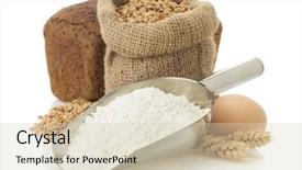  Presentation with flour - Audience pleasing PPT theme consisting of wheat flour and bread isolated backdrop and a soft green colored foreground