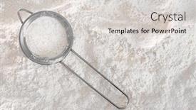  Presentation with flour - PPT theme consisting of wheat-flour-and-sieve-closeup background and a light gray colored foreground