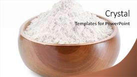  Presentation with flour - Theme featuring wheat flour in wooden bowl background and a white colored foreground