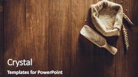  Presentation with flour - PPT theme featuring wheat flour on wooden background background and a tawny brown colored foreground