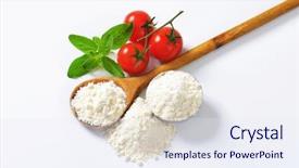  Presentation with whole wheat flour - Amazing slide deck having wheat flour on wooden spoon backdrop and a sky blue colored foreground
