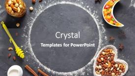  Presentation with baking cookies - PPT theme with wheat-flour-with-bakery-ingredients background and a gray colored foreground