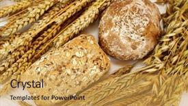  Presentation with buns rolls - Slides with wheat germ - wholegrain buns background and a yellow colored foreground