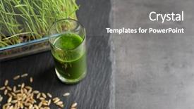  Presentation with healthy juice - PPT theme having wheat grass juice on slate background and a gray colored foreground