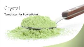  Presentation with powder - Slides having wheat-grass-powder-in-spoon background and a white colored foreground