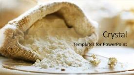  Presentation with flour - Theme enhanced with whole grain brown rice - flour in burlap bag background and a coral colored foreground