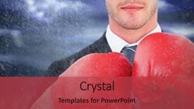  Presentation with strikes - PPT theme with wheather - businessman with boxing gloves background and a  colored foreground
