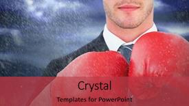  Presentation with strikes - Cool new presentation theme with wheather - businessman with boxing gloves backdrop and a  colored foreground