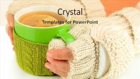  Presentation with knitted knitting needle - Cool new PPT theme with wheather - cup with knitted thing backdrop and a  colored foreground