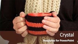  Presentation with female - Slide deck featuring wheather - cup with knitted thing background and a  colored foreground