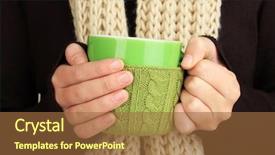  Presentation with female - PPT theme with wheather - cup with knitted thing background and a  colored foreground