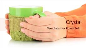  Presentation with knitted knitting needle - Cool new slide deck with wheather - cup with knitted thing backdrop and a  colored foreground