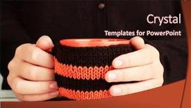  Presentation with female - Beautiful PPT layouts featuring wheather - cup with knitted thing backdrop and a  colored foreground