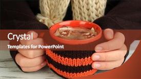  Presentation with knitted knitting needle - Beautiful presentation theme featuring wheather - cup with knitted thing backdrop and a  colored foreground