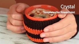  Presentation with female - PPT layouts with wheather - cup with knitted thing background and a  colored foreground