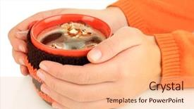  Presentation with female - Cool new PPT layouts with wheather - cup with knitted thing backdrop and a  colored foreground