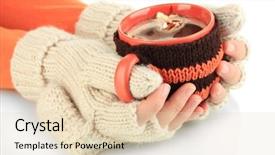  Presentation with female - Amazing presentation design having wheather - cup with knitted thing backdrop and a lemonade colored foreground