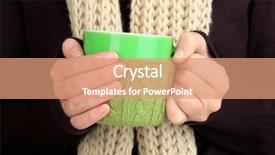  Presentation with knitted knitting needle - Presentation theme having wheather - cup with knitted thing background and a  colored foreground