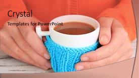  Presentation with wooden - Presentation theme featuring wheather - cups with knitted things background and a  colored foreground