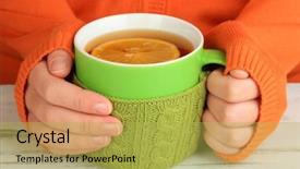  Presentation with wooden - Colorful slide deck enhanced with wheather - cups with knitted things backdrop and a yellow colored foreground