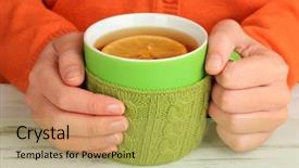  Presentation with knitted knitting needle - Colorful slides enhanced with wheather - cups with knitted things backdrop and a  colored foreground