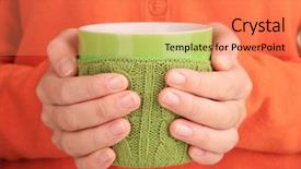  Presentation with knitted knitting needle - Amazing presentation theme having wheather - cups with knitted things backdrop and a  colored foreground