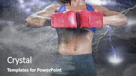  Presentation with color powder - Audience pleasing PPT theme consisting of wheather - midsection of boxer flexing stance backdrop and a  colored foreground