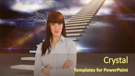  Presentation with office - PPT theme consisting of wheather - woman in her office background and a tawny brown colored foreground