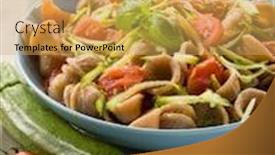  Presentation with slice of decorated cake - Slides having wheatmeal-orecchiette-with-slice-julienne background and a yellow colored foreground