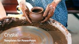  Presentation with potter hands making in clay - Cool new presentation with ceramic jug in dirty potter' backdrop and a  colored foreground