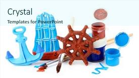  Presentation with ceramic - Cool new PPT layouts with wheel anchore - hand made ceramic toys backdrop and a arctic colored foreground