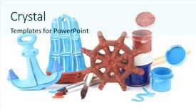  Presentation with ceramic - Audience pleasing slide deck consisting of wheel anchore - hand made ceramic toys backdrop and a cool aqua colored foreground