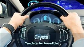  Presentation with transport and future technology concept - Beautiful presentation theme featuring wheel and driving with graph backdrop and a navy blue colored foreground