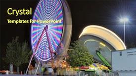  Presentation with ferris wheel - PPT theme having wheel at a county fair background and a wine colored foreground