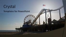  Presentation with amusement ferris wheel - Slide set featuring wheel at sunset in california background and a seafoam green colored foreground