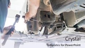  Presentation with logistics hub - Presentation theme with wheel axle - car hub being fixed background and a sky blue colored foreground