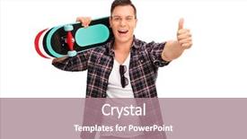  Presentation with shepherd carrying sheep on shoulder - Presentation featuring wheel axle - excited man carrying a skateboard background and a  colored foreground