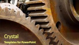  Presentation with machinery - Audience pleasing presentation consisting of wheel axle - old rusty gears backdrop and a tawny brown colored foreground