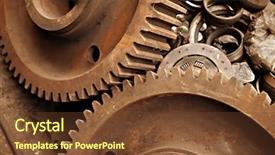  Presentation with machinery - Beautiful PPT layouts featuring wheel axle - old rusty gears backdrop and a tawny brown colored foreground