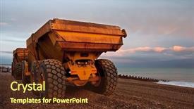  Presentation with trucks - Slides featuring wheel axle - two trucks on a pebble background and a tawny brown colored foreground