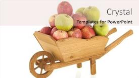  Presentation with green apples - Cool new presentation theme with wheel barrow with red and green apples isolated over white background backdrop and a lemonade colored foreground