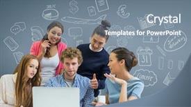  Presentation with graphics - Beautiful PPT theme featuring wheel chart - digital composite of business people backdrop and a gray colored foreground