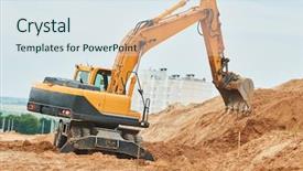  Presentation with earthmoving - Amazing PPT theme having wheel excavator at sandpit backdrop and a sky blue colored foreground