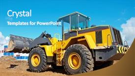  Presentation with wheel loader - PPT theme having wheel loader excavator at work background and a teal colored foreground