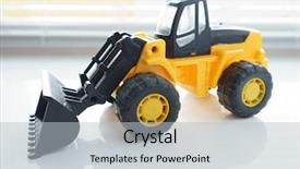  Presentation with industrial plastic - Presentation theme with wheel loader excavator for earth background and a light gray colored foreground
