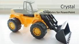  Presentation with frontend - Colorful presentation enhanced with wheel loader excavator for earth backdrop and a light gray colored foreground