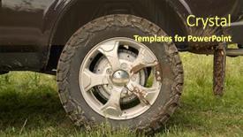  Presentation with vehicle - Audience pleasing slide set consisting of wheel-of-a-4x4-vehicle backdrop and a tawny brown colored foreground